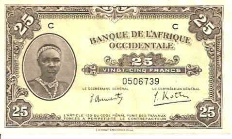 Banque De L'Africque Occidental  25 Francs  No Date Issue Dimensions: 200 X 100, Type: JPEG